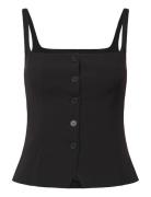 Square Neck Waistcoat Top Tops T-shirts & Tops Sleeveless Black Weekda...