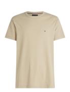 Cotton Linen Tee Tops T-shirts Short-sleeved Cream Tommy Hilfiger