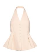 Halter-Neck Waistcoat With Pleats Tops T-shirts & Tops Sleeveless Crea...