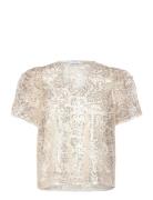 Lr-Karolina Tops Blouses Short-sleeved Beige Levete Room