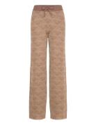Monogram Jacquard Knitted Trousers Bottoms Trousers Straight Leg Brown...