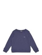 Shield Cotton Slub C-Neck Tops T-shirts Long-sleeved T-shirts Navy GAN...