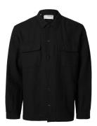 Slh-Leroy Linen Blend Overshirt Ls Noos Tops Overshirts Black Selected...