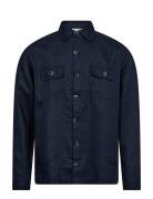 Bs Adamos Overshirt Shirt Tops Overshirts Navy Bruun & Stengade