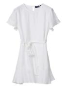 Belted Linen Dress Lyhyt Mekko White Lexington Clothing