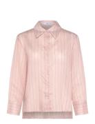 Stripe-Print Shirt Tops Shirts Long-sleeved Pink Mango