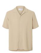Slhrelax-Sal Shirt Ss Resort Tops Shirts Short-sleeved Beige Selected ...