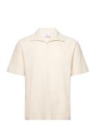 Regular-Fit Textured Polo Shirt Tops T-shirts Short-sleeved Cream Mang...