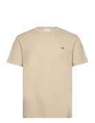 Pique Ss T-Shirt Tops T-shirts Short-sleeved Beige GANT