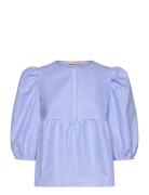 Betty Blouse Tops Blouses Short-sleeved Blue A-View