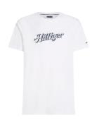 Hilfiger Summer Script Tee Tops T-shirts Short-sleeved White Tommy Hil...