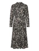 Floral Crepe Midi Dress Polvipituinen Mekko Black Lauren Ralph Lauren