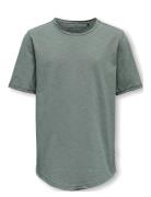 Osjbenne Longy Ss Tee Jrs Noos Tops T-shirts Short-sleeved Green ONLY ...