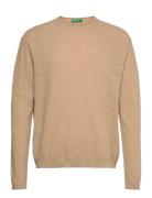 Sweater L/S Tops Knitwear Round Necks Beige United Colors Of Benetton