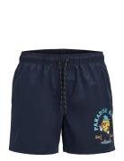Jpstmaui Jjswim Leg Print Akm Jnr Uimashortsit Navy Jack & J S