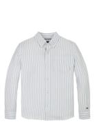Linen Blend Striped Shirt Ls Tops Shirts Long-sleeved Shirts Blue Tomm...