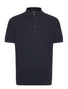 Knitted Cable Polo S/S Tops Polos Short-sleeved Navy Lindbergh Black