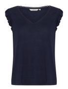 Crluna Jersey T-Shirt Tops T-shirts & Tops Sleeveless Navy Cream