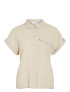 Vilania S/S Shirt Tops Shirts Short-sleeved Cream Vila