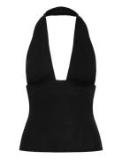 Deep Halterneck Top Tops T-shirts & Tops Sleeveless Black Weekday