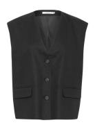 Gzizza Linen Waistcoat Blazers Single Breasted Blazers Black Gestuz