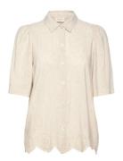 Fqlinus-Blouse Tops Shirts Short-sleeved Beige FREE/QUENT