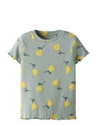 Nmfvemma Aop Ss Slim Top Tops T-shirts Short-sleeved Grey Name It