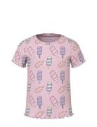 Nmfvemma Aop Ss Slim Top Tops T-shirts Short-sleeved Pink Name It