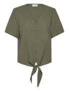 Blouse Tops Blouses Short-sleeved Khaki Green FREE/QUENT
