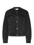 Collarless Denim Jacket Farkkutakki Denimtakki Black Gina Tricot