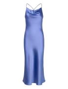 Objsateen S/L Midi Dress A Fair Div Maksimekko Juhlamekko Blue Object