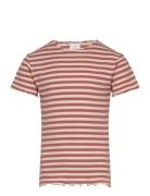 Tnmoore S_S Collar Rib Tee Tops T-shirts Short-sleeved Red The New