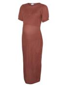 Mlanli June 24 Jrs Midi Dress 2F Polvipituinen Mekko Brown Mamalicious