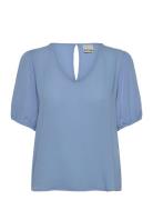 Ihmarrakech So Ss15 Tops Blouses Short-sleeved Blue ICHI