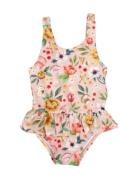 Eva – Badedragt 3-4 År – Ocean Blossom Uimapuku Uima-asut Pink Filibab...