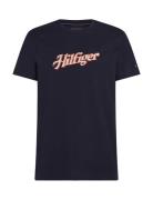 Hilfiger Summer Script Tee Tops T-shirts Short-sleeved Black Tommy Hil...