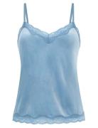 Cami Velours Scallop Lace Toppi Blue Hunkemöller