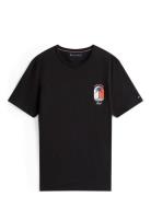 Palm Tree Tee Tops T-shirts Short-sleeved Black Tommy Hilfiger