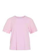 Viceliana O-Neck S/S Top Tops Blouses Short-sleeved Pink Vila