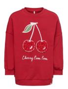 Kmgcherry L/S Ovz Ck Printed Ub Swt Tops Sweat-shirts & Hoodies Sweat-...