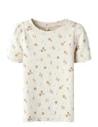 Nmfhiline Ss Slim Top Tops T-shirts Short-sleeved Cream Name It