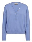 Mmchani Placket Knit Tops Knitwear Jumpers Blue MOS MOSH