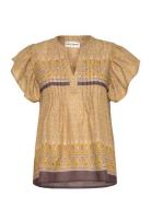 Isabelll Top Sl Tops T-shirts & Tops Short-sleeved Yellow Lollys Laund...