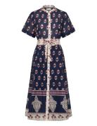 Matall Midi Dress Ss Polvipituinen Mekko Multi/patterned Lollys Laundr...