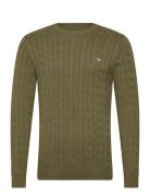 Cotton Cable C-Neck Tops Knitwear Round Necks Green GANT