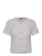 Knitted Crochet Cardigan Tops Knitwear Cardigans White Gina Tricot