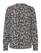 Reg Floral Print Blouse Tops Blouses Long-sleeved Navy GANT