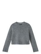 Nlfkleave Ls Short Knit Noos Tops Knitwear Pullovers Grey LMTD