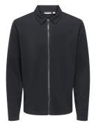 Onsnewkodyl Reg Zip Sweat Vd Tops Overshirts Navy ONLY & SONS