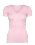 Rwbeatha Ss V-Neck T-Shirt Tops T-shirts & Tops Short-sleeved Pink Ros...